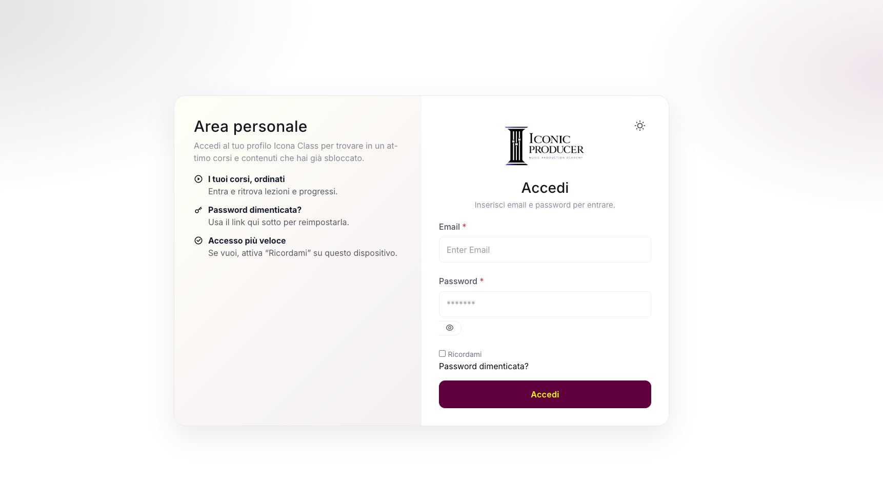 Area personale Iconic Producer